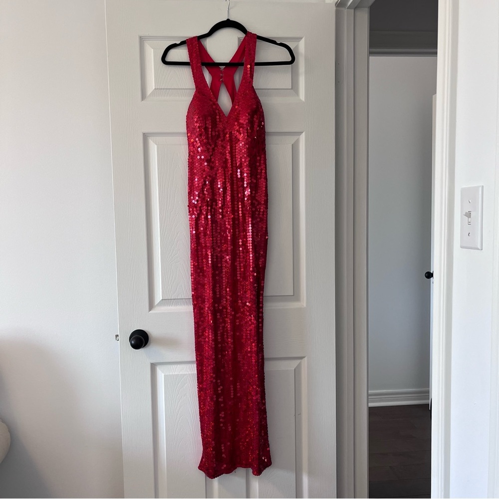 Fun Papell Boutique sequined evening dress, red, size 10